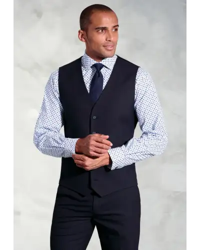 Three Piece Suits Brook Taverner Tailored Fit Navy Waistcoat-BT-1539A £44.00