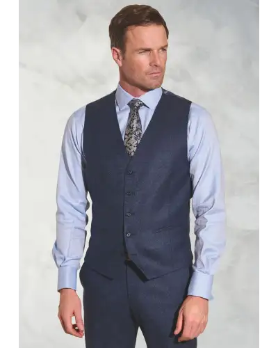 Three Piece Suits Brook Taverner Tailored Fit Clifford Navy Donegal Wool Suit Waistcoat-BT-1409C £72.00