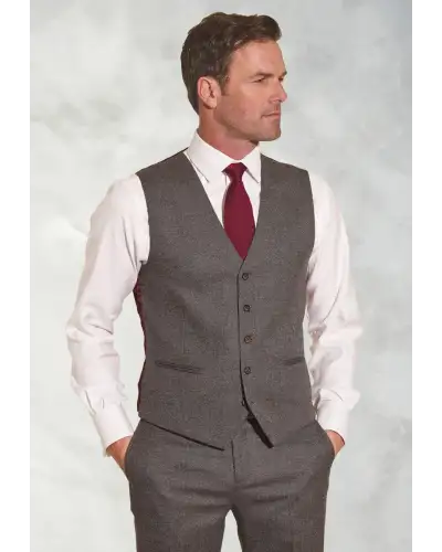 Wool Suits Brook Taverner Tailored Fit Clifford Grey Donegal Wool Suit Waistcoat-BT-1409BX £72.00