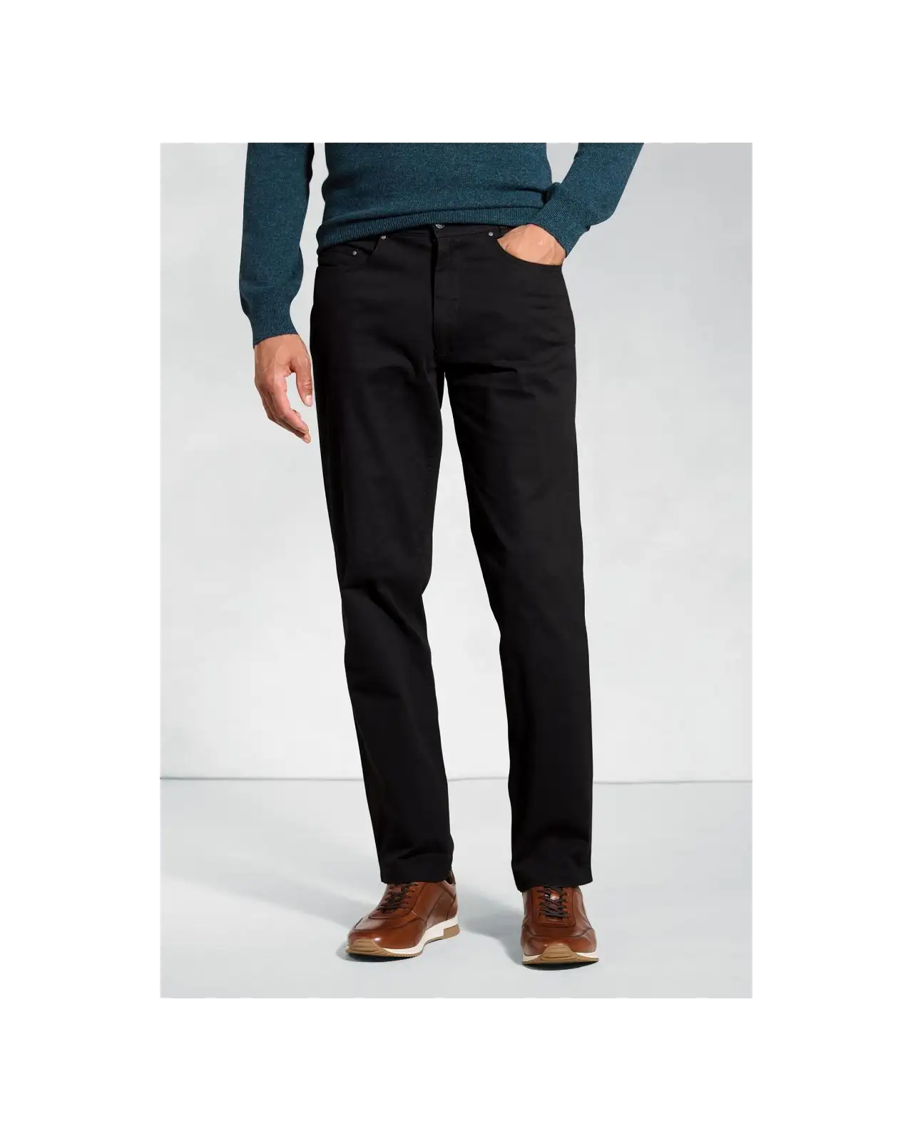 Jeans Brook Taverner Tailored Fit Brunswick Black Stretch Cotton Chinos Jean-BT-8902D £45.00