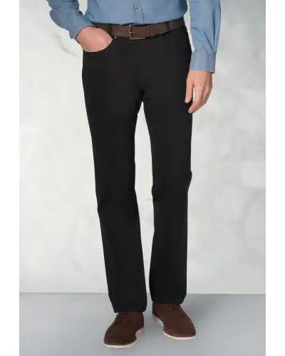 Jeans Brook Taverner Tailored Fit Brunswick Black Stretch Cotton Chinos Jean £45.00