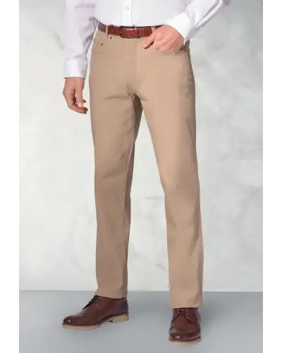 Jeans Brook Taverner Tailored Fit Brunswick Sand Stretch Cotton Chinos Jean £45.00