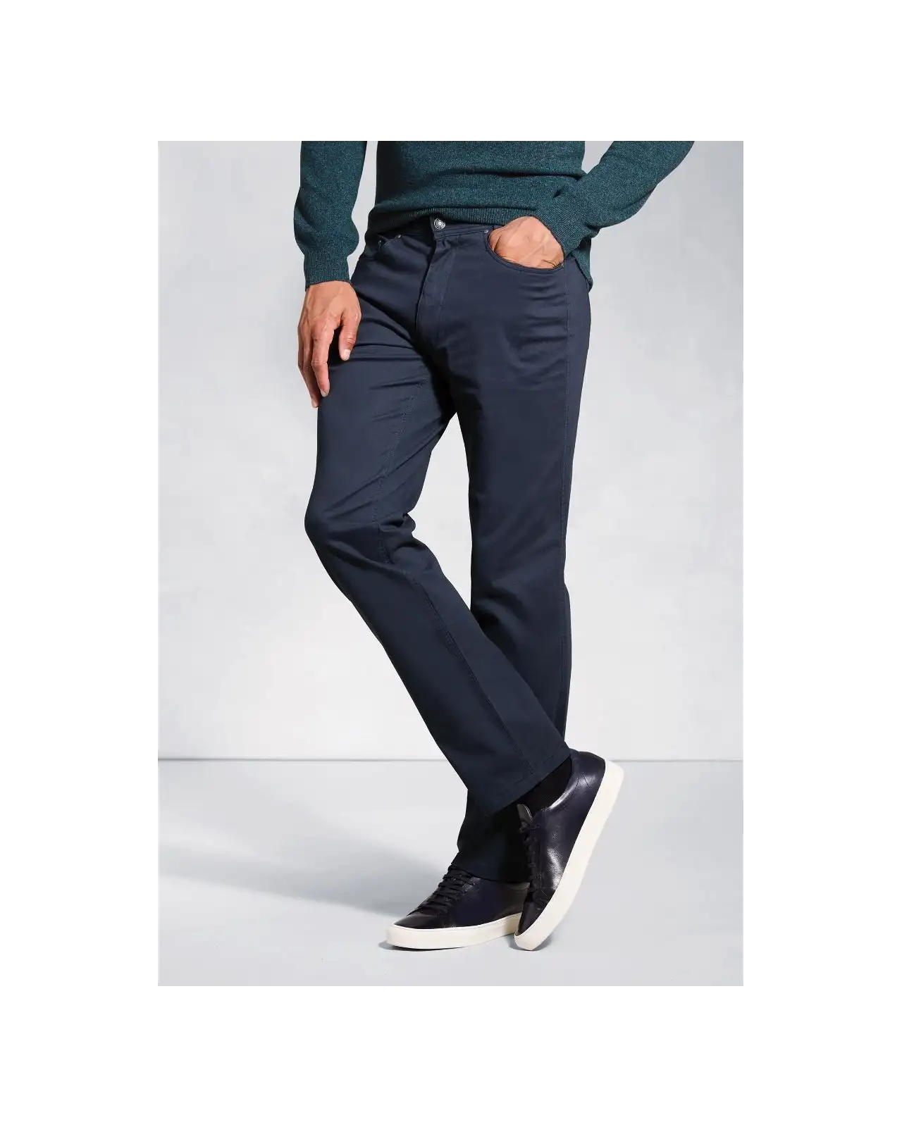 Jeans Brook Taverner Tailored Fit Brunswick Navy Stretch Cotton Chinos Jean-BT-8902A £45.00