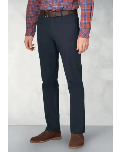 Jeans Brook Taverner Tailored Fit Brunswick Navy Stretch Cotton Chinos Jean-BT-8902A £45.00