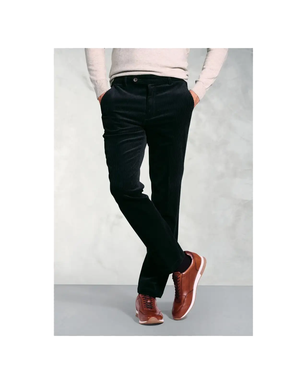 Corduroy Trousers Brook Taverner Regular Fit Ellroy Black Corduroy Trouser-BT-8689G £54.00