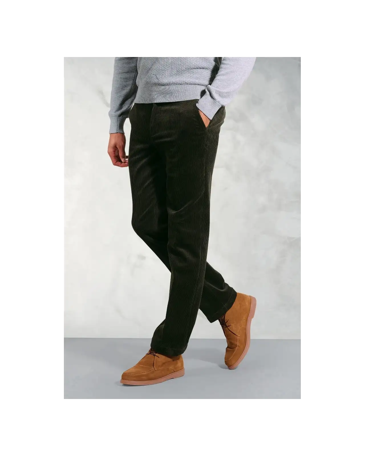 Corduroy Trousers Brook Taverner Regular Fit Ellroy Olive Corduroy Trouser-BT-8689D £54.00