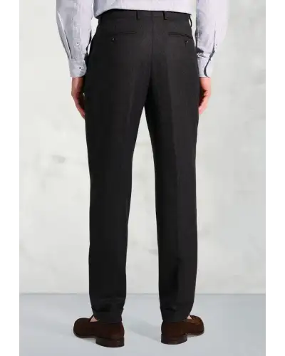 Trousers Brook Taverner Mcilroy Charcoal Single Pleat Turn-Up Pure Wool Trousers-BT-8074AT £80.00