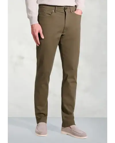 Trousers Brook Taverner Tailored Fit Fredericks Sand 5 Pocket Italian Twill Stretch Cotton Trousers £62.00
