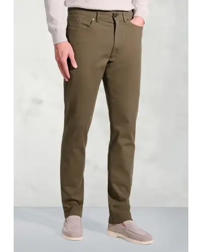 Trousers Brook Taverner Tailored Fit Fredericks Sand 5 Pocket Italian Twill Stretch Cotton Trousers £62.00