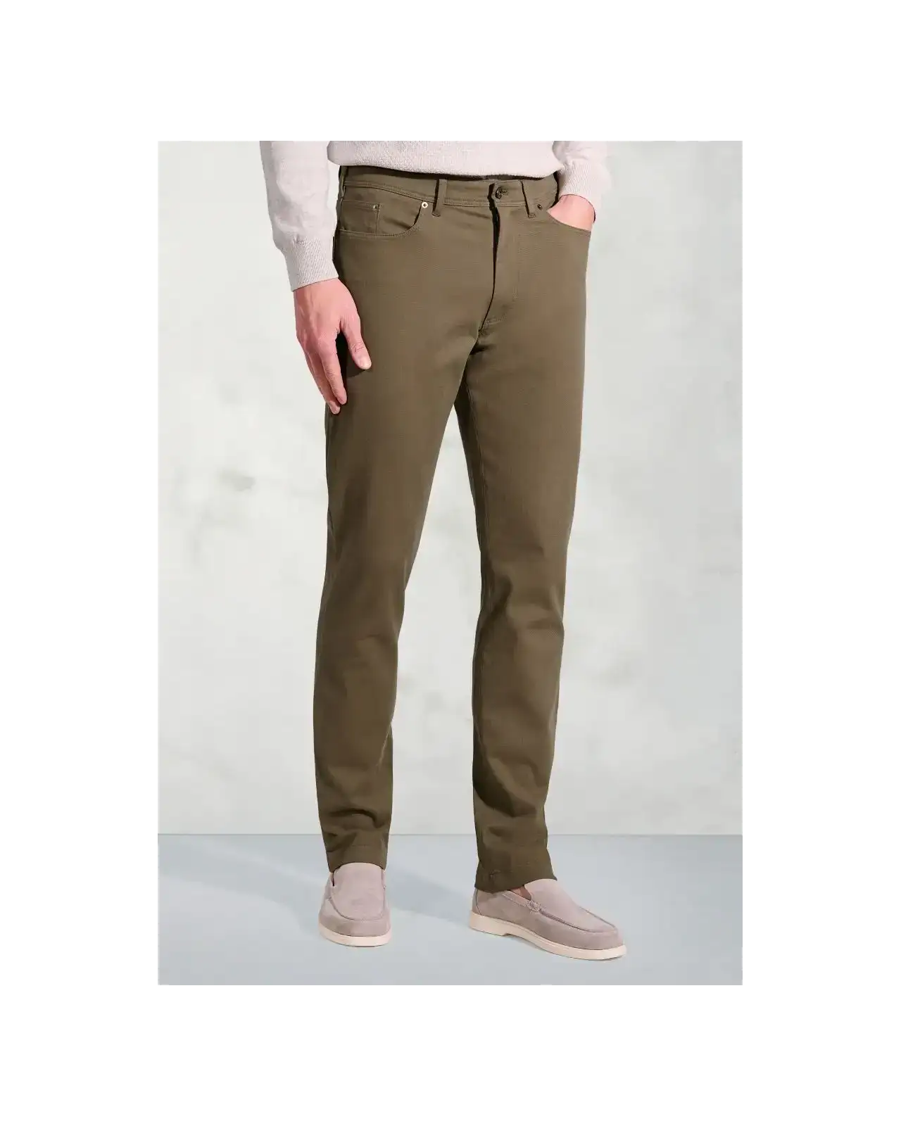 Trousers Brook Taverner Tailored Fit Fredericks Sand 5 Pocket Italian Twill Stretch Cotton Trousers £62.00