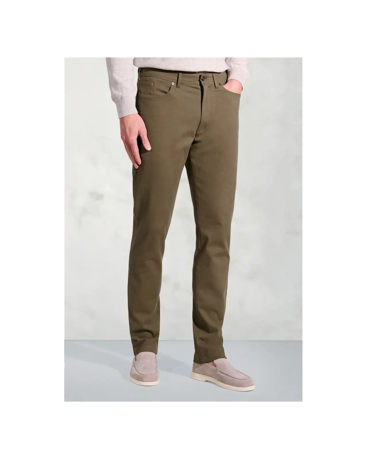 Trousers Brook Taverner Tailored Fit Fredericks Sand 5 Pocket Italian Twill Stretch Cotton Trousers £62.00