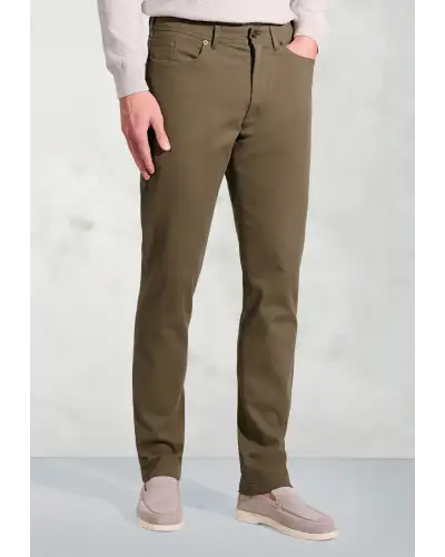 Trousers Brook Taverner Tailored Fit Fredericks Sand 5 Pocket Italian Twill Stretch Cotton Trousers-BT-8067BT £62.00
