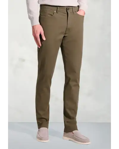 Trousers Brook Taverner Tailored Fit Fredericks Sand 5 Pocket Italian Twill Stretch Cotton Trousers £62.00