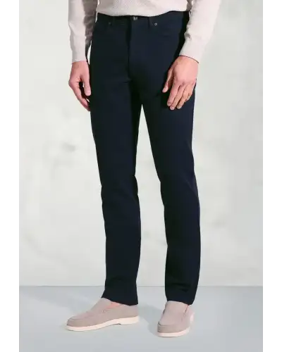 Trousers Brook Taverner Tailored Fit Fredericks Navy 5 Pocket Italian Twill Stretch Cotton Trousers £62.00