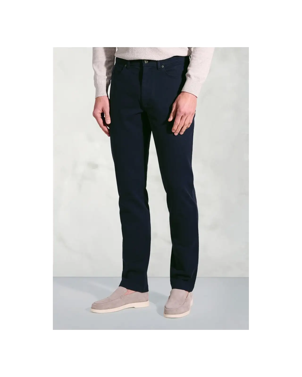 Trousers Brook Taverner Tailored Fit Fredericks Navy 5 Pocket Italian Twill Stretch Cotton Trousers £62.00