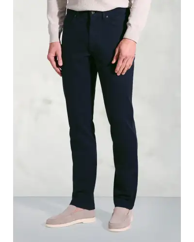 Trousers Brook Taverner Tailored Fit Fredericks Navy 5 Pocket Italian Twill Stretch Cotton Trousers £62.00