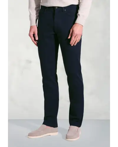 Trousers Brook Taverner Tailored Fit Fredericks Navy 5 Pocket Italian Twill Stretch Cotton Trousers £62.00