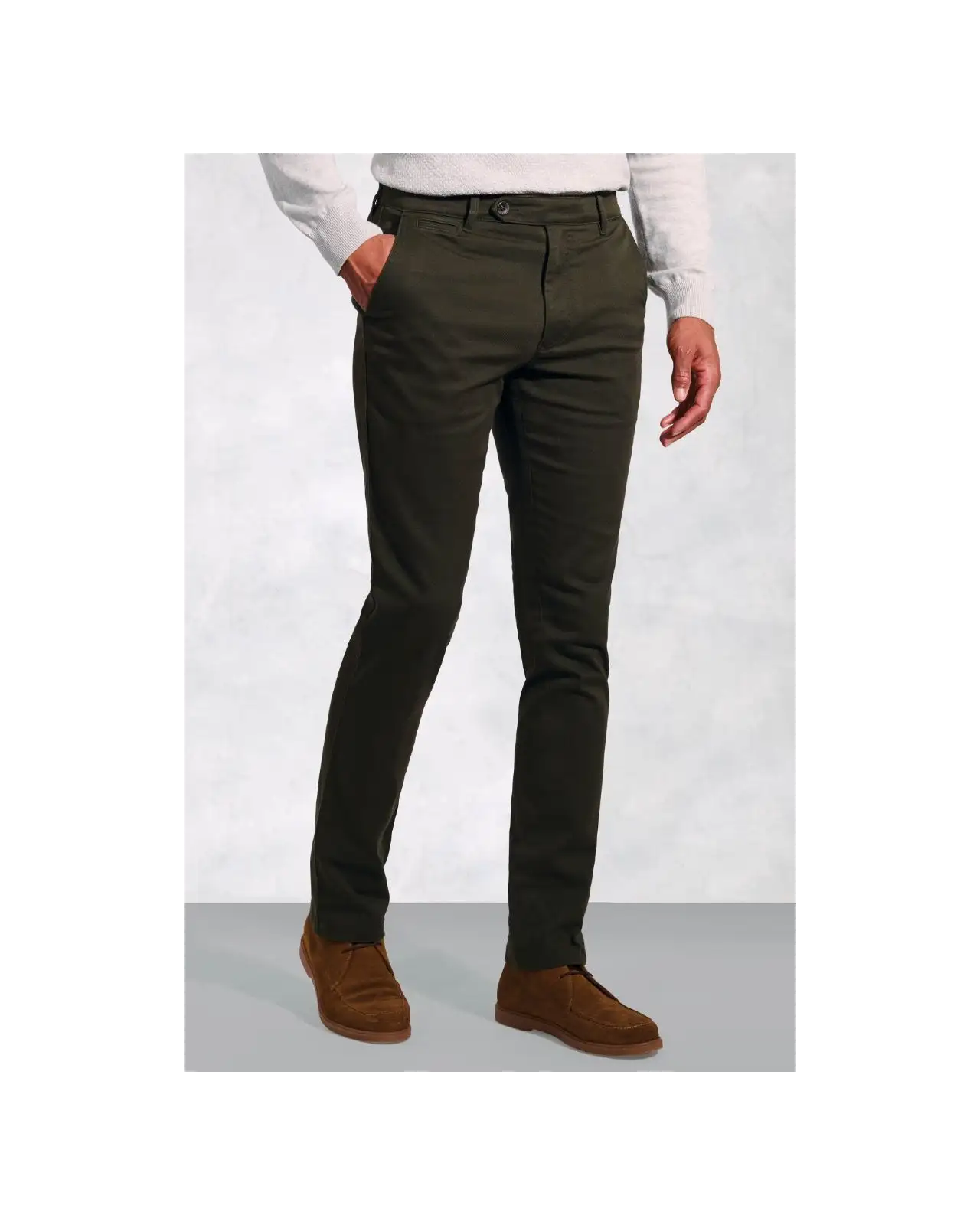 Fit Trousers Brook Taverner Tailored Fit Christie Khaki Cavalry Twill Stretch Cotton Trousers-BT-8062CT £54.00