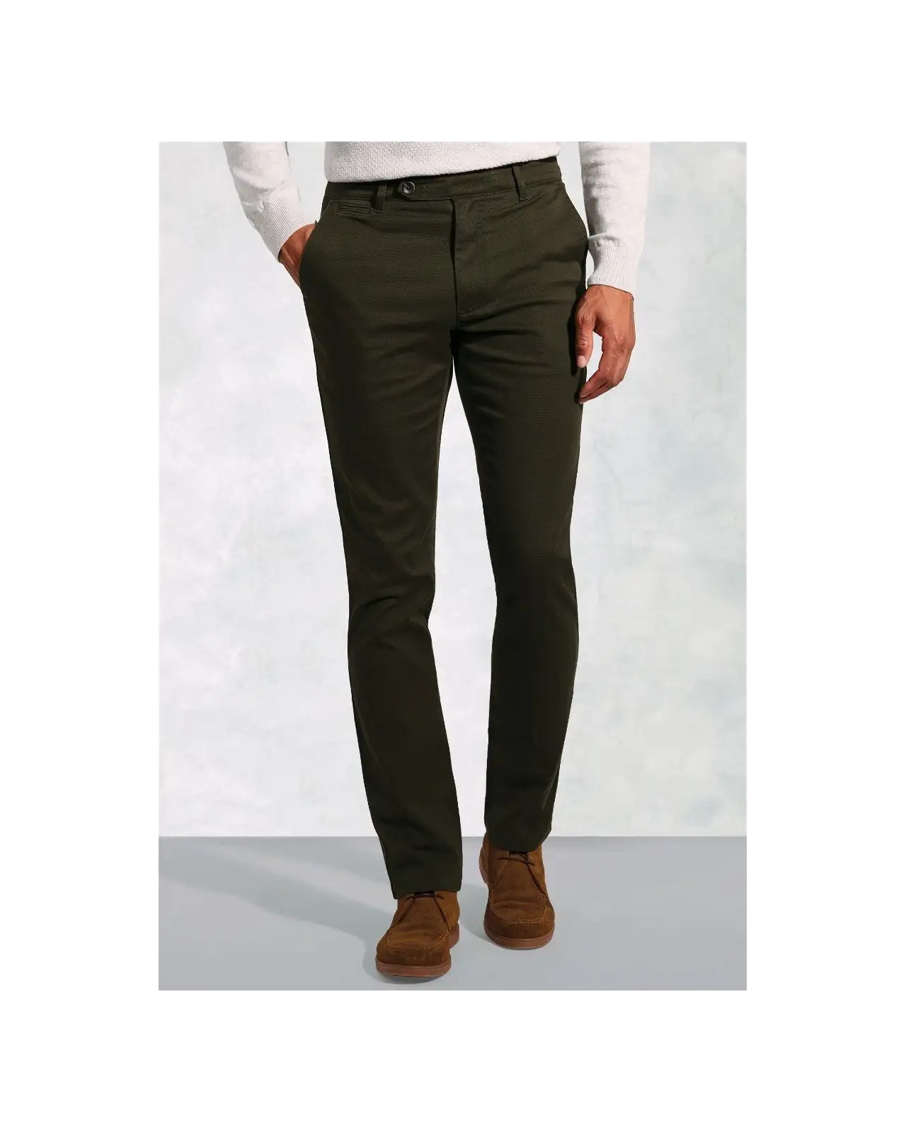 Fit Trousers Brook Taverner Regular Fit Christie Khaki Cavalry Twill Stretch Cotton Trousers-BT-8062CR £54.00
