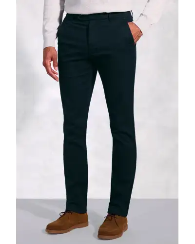 Trousers Brook Taverner Tailored Fit Christie Navy Cavalry Twill Stretch Cotton Trousers-BT-8062AT £54.00