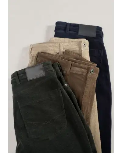 Corduroy Trousers Brook Taverner Tailored Fit Lewis Stone Corduroy Stretch Cotton 5 Pocket Trousers-BT-8061DT £54.00