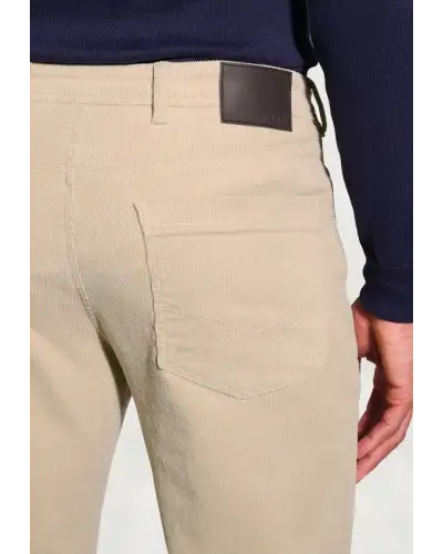 Corduroy Trousers Brook Taverner Tailored Fit Lewis Stone Corduroy Stretch Cotton 5 Pocket Trousers-BT-8061DT £54.00