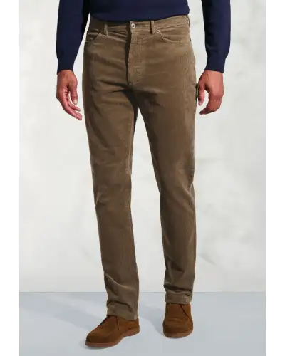 Corduroy Trousers Brook Taverner Tailored Fit Lewis Sand Corduroy Stretch Cotton 5 Pocket Trousers-BT-8061CT £54.00