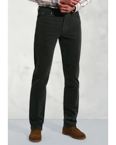Corduroy Trousers Brook Taverner Tailored Fit Lewis Khaki Corduroy Stretch Cotton 5 Pocket Trousers-BT-8061BT £54.00