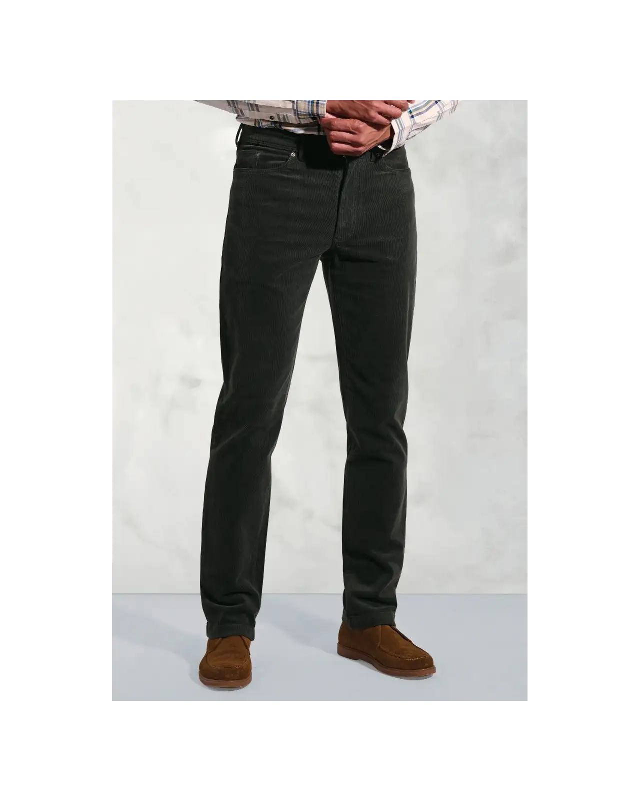 Corduroy Trousers Brook Taverner Tailored Fit Lewis Khaki Corduroy Stretch Cotton 5 Pocket Trousers-BT-8061BT £54.00