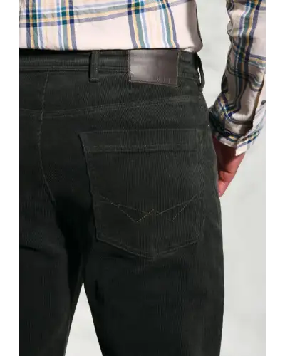 Corduroy Trousers Brook Taverner Tailored Fit Lewis Khaki Corduroy Stretch Cotton 5 Pocket Trousers-BT-8061BT £54.00