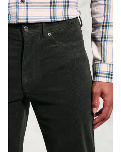 Corduroy Trousers Brook Taverner Tailored Fit Lewis Khaki Corduroy Stretch Cotton 5 Pocket Trousers-BT-8061BT £54.00