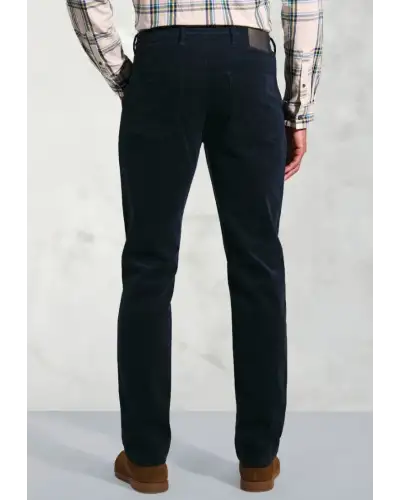 Corduroy Trousers Brook Taverner Tailored Fit Lewis Navy Corduroy Stretch Cotton 5 Pocket Trousers-BT-8061AT £54.00