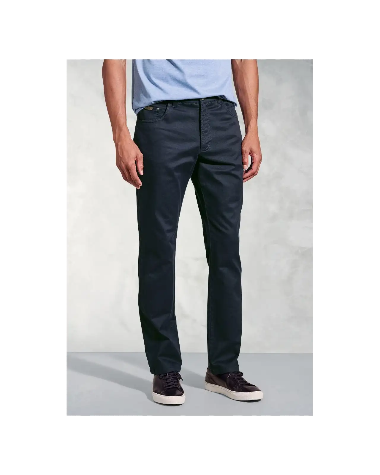 Fit Trousers Brook Taverner Tailored Fit Harrelson Navy Slub Cotton 5 Pocket Trousers-BT-8035AT £45.00