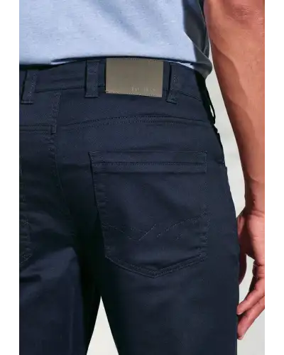 Fit Trousers Brook Taverner Tailored Fit Harrelson Navy Slub Cotton 5 Pocket Trousers-BT-8035AT £45.00