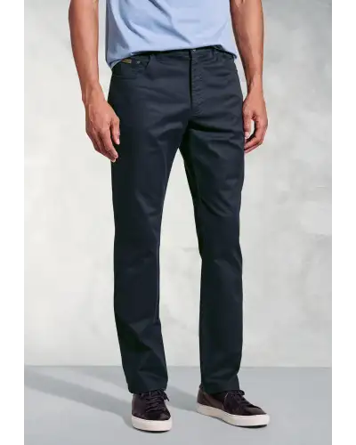 Fit Trousers Brook Taverner Tailored Fit Harrelson Navy Slub Cotton 5 Pocket Trousers-BT-8035AT £45.00