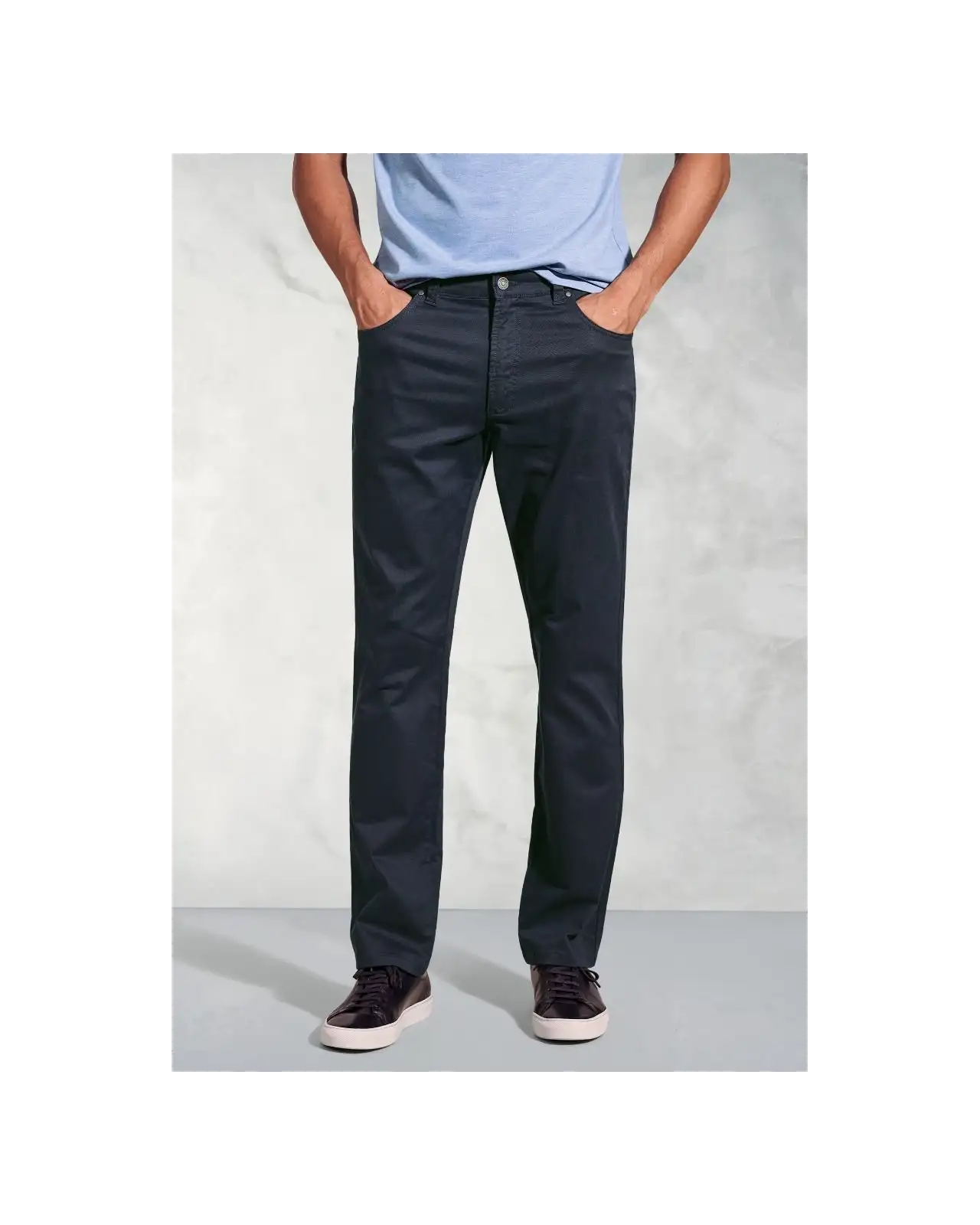 Fit Trousers Brook Taverner Regular Fit Harrelson Navy Slub Cotton 5 Pocket Trousers-BT-8035AR £45.00