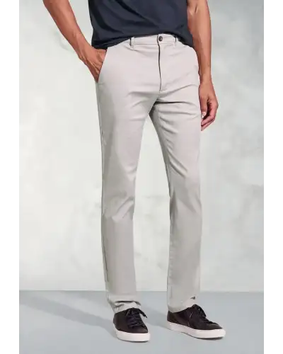 Trousers Brook Taverner Tailored Fit Holland Silver Grey Sateen Stretch Cotton Trousers £54.00