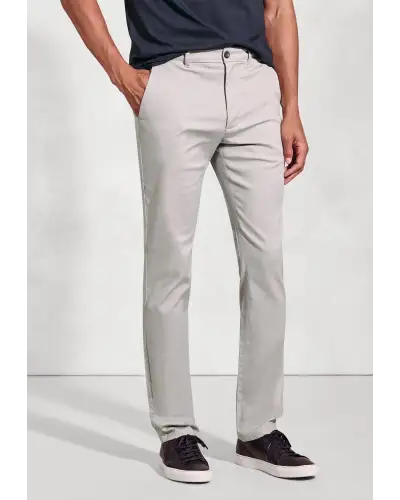 Trousers Brook Taverner Tailored Fit Holland Silver Grey Sateen Stretch Cotton Trousers-BT-8031C £54.00