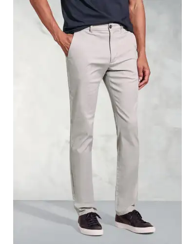 Trousers Brook Taverner Tailored Fit Holland Silver Grey Sateen Stretch Cotton Trousers £54.00