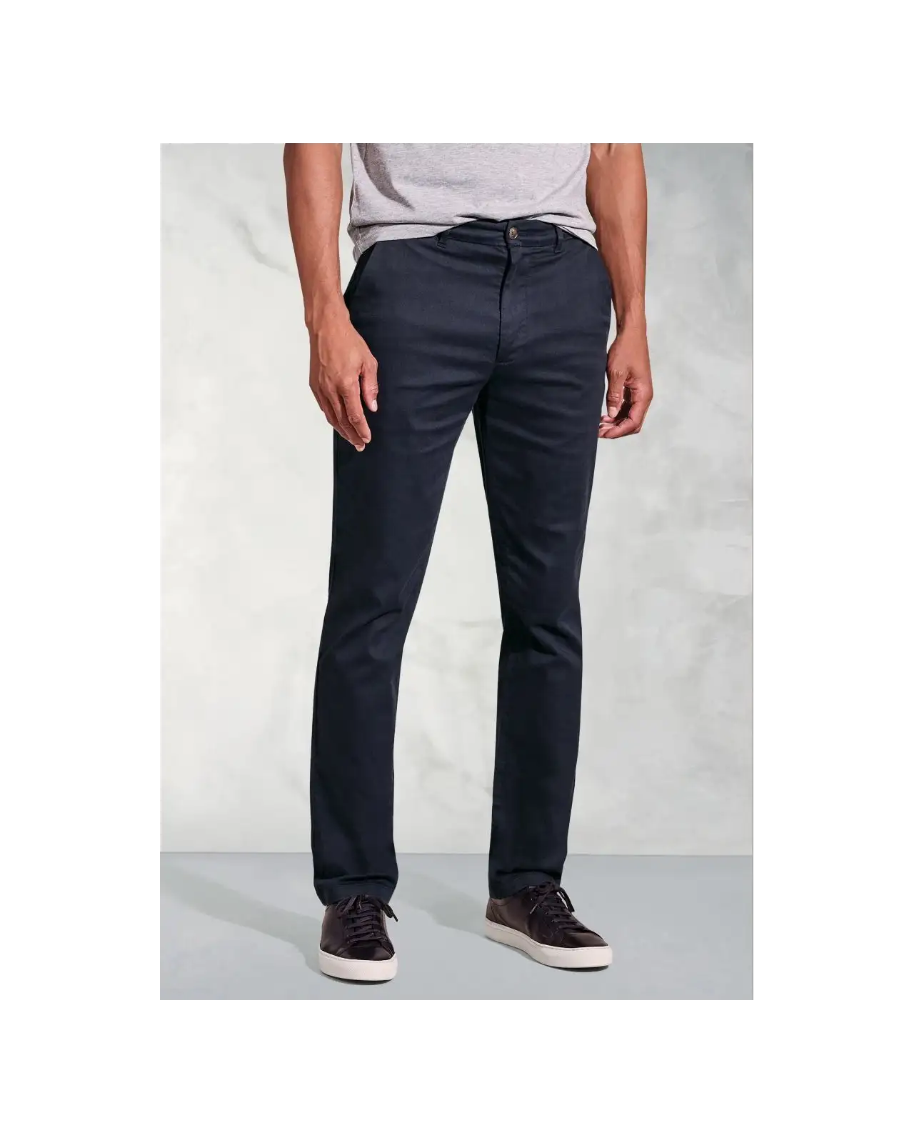 Trousers Brook Taverner Tailored Fit Holland Navy Sateen Stretch Cotton Trousers £54.00