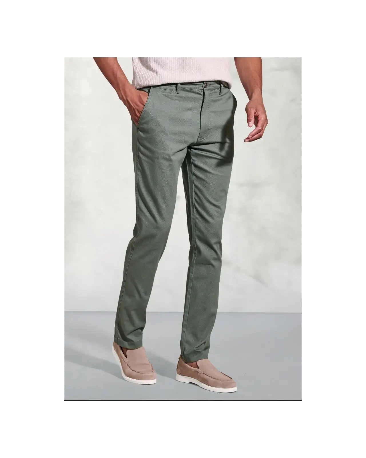 Fit Trousers Brook Taverner Regular Fit Brosnan Green Textured Stretch Cotton Chinos £45.00
