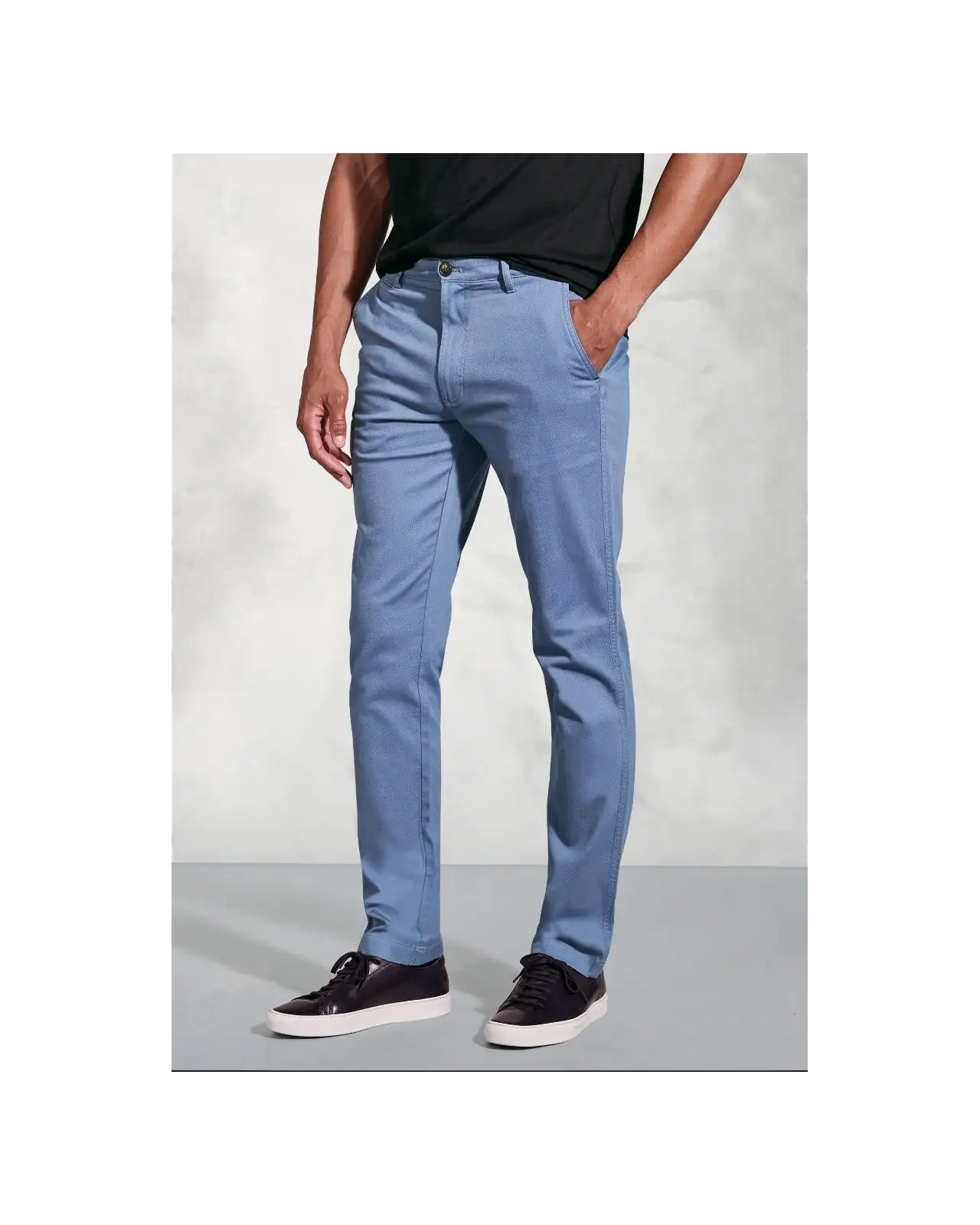 Fit Trousers Brook Taverner Tailored Fit Brosnan Blue Textured Stretch Cotton Chinos £45.00