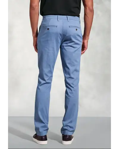 Fit Trousers Brook Taverner Regular Fit Brosnan Blue Textured Stretch Cotton Chinos-BT-8030BR £45.00