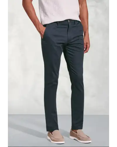 Fit Trousers Brook Taverner Tailored Fit Brosnan Navy Textured Stretch Cotton Chinos-BT-8030AT £45.00