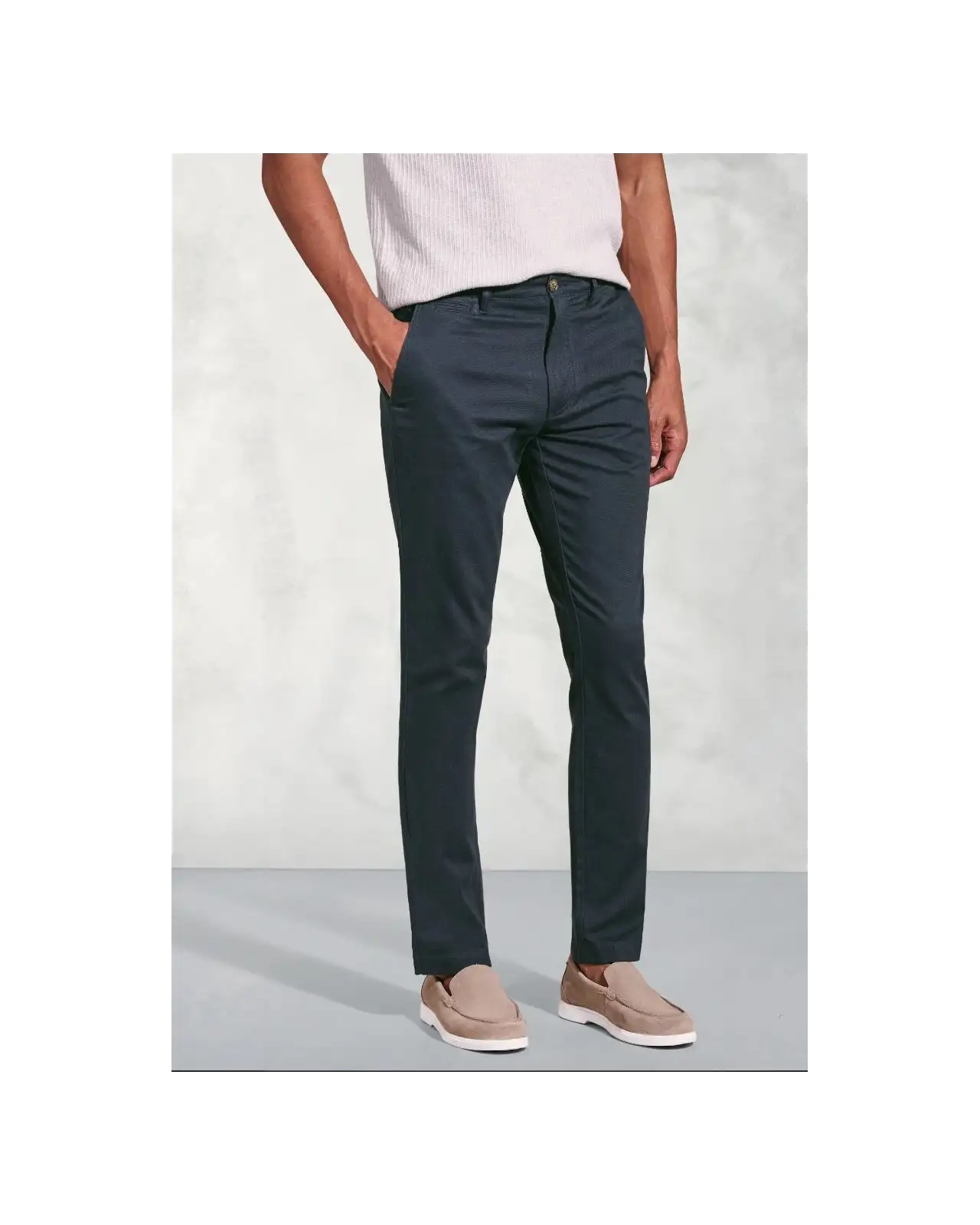 Fit Trousers Brook Taverner Tailored Fit Brosnan Navy Textured Stretch Cotton Chinos-BT-8030AT £45.00