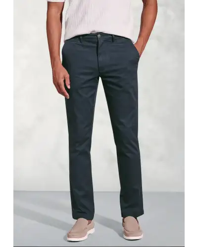 Fit Trousers Brook Taverner Tailored Fit Brosnan Navy Textured Stretch Cotton Chinos £45.00