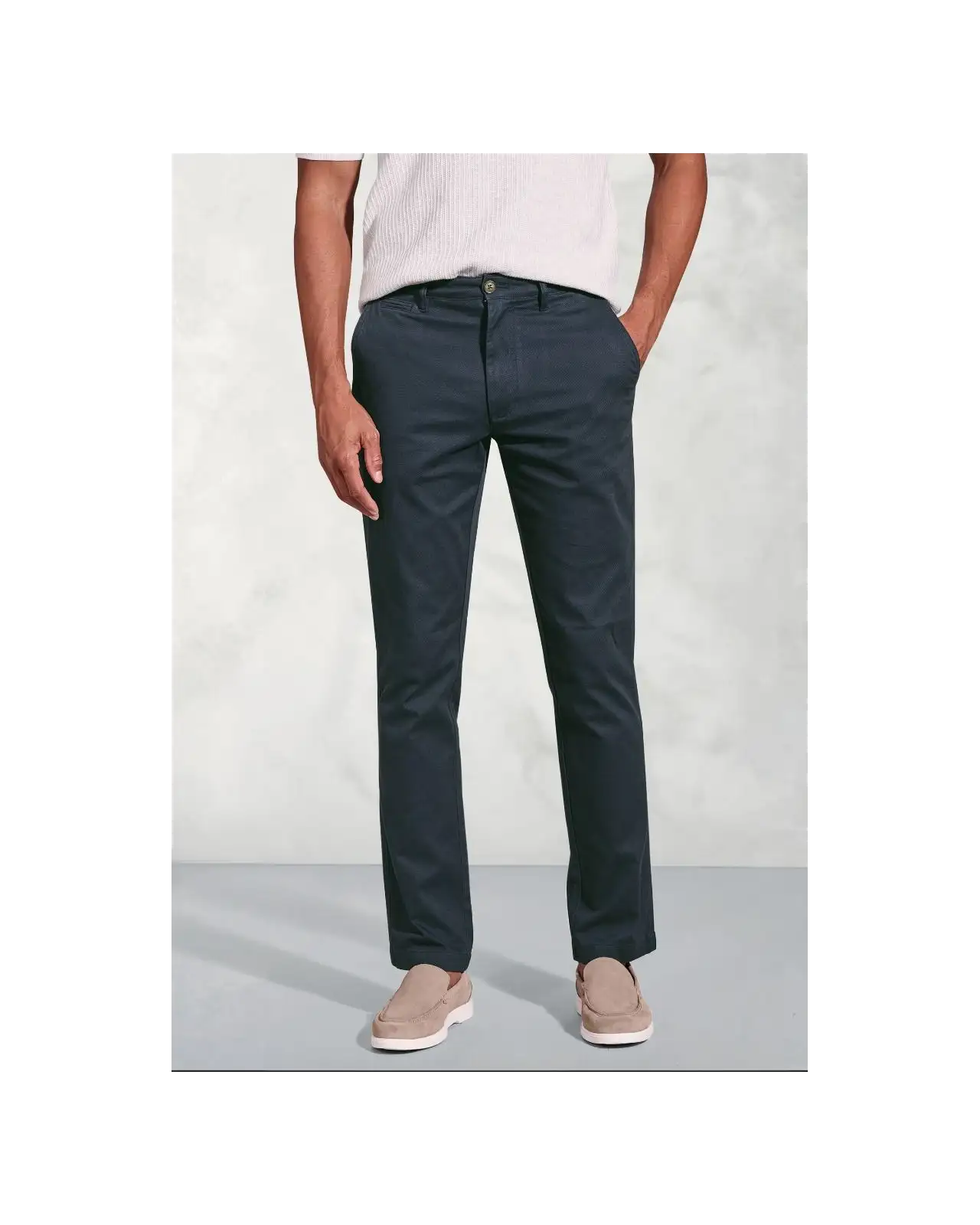 Fit Trousers Brook Taverner Regular Fit Brosnan Navy Textured Stretch Cotton Chinos-BT-8030AR £45.00