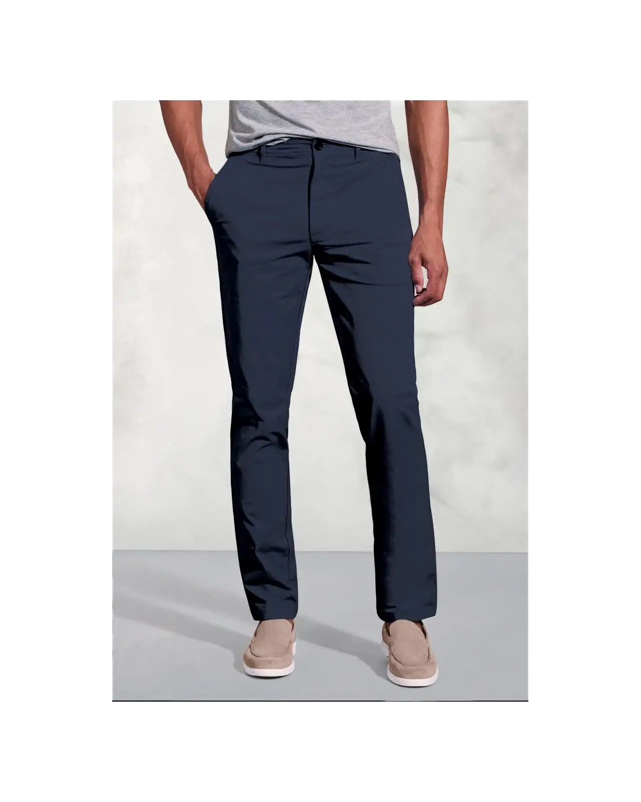 Trousers Brook Taverner Tailored Fit Broderick Navy Garment Dyed Casual Trousers-BT-8029F £45.00