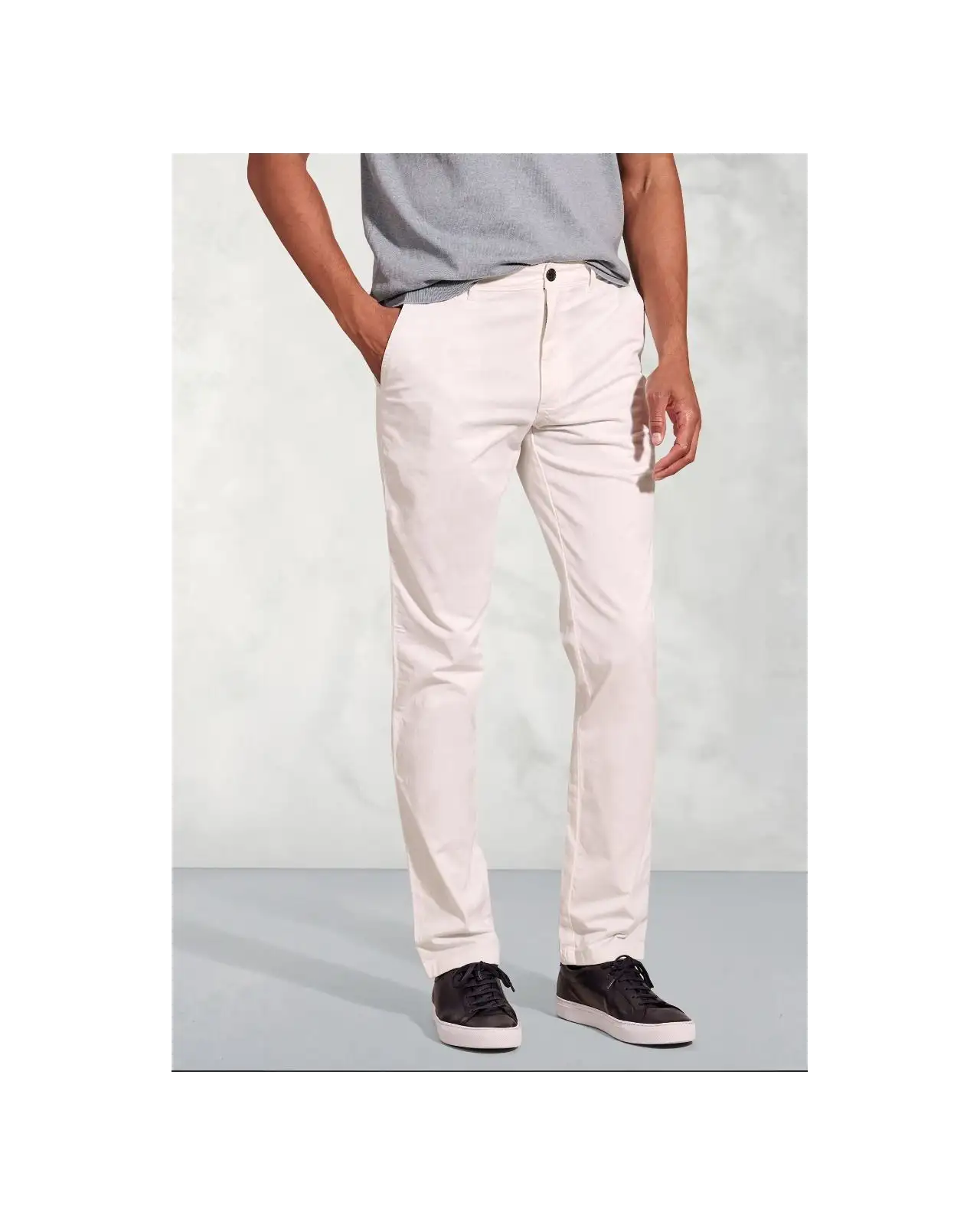 Fit Trousers Brook Taverner Tailored Fit Broderick White Garment Dyed Casual Trousers-BT-8029D £45.00
