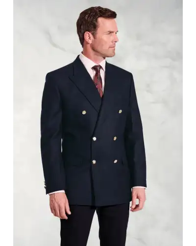 Jackets Brook Taverner Regular Fit Reigate Navy Pure New Wool Double Breasted Blazer £224.00